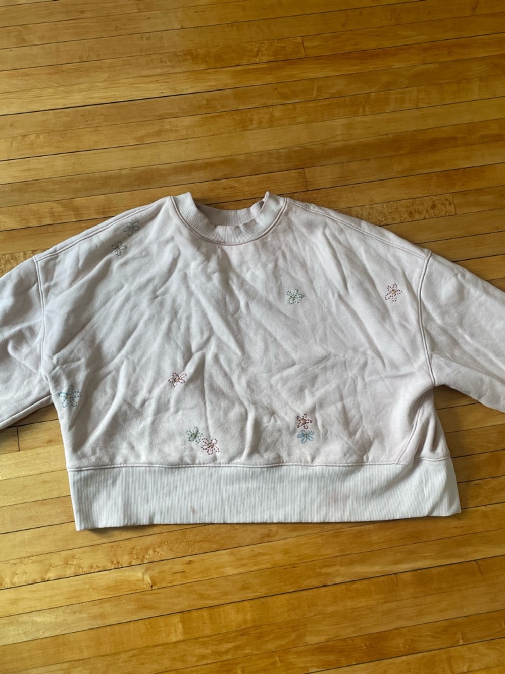 Everlane Luxe Fleece Sweatshirt, Natural dyed and embroidered